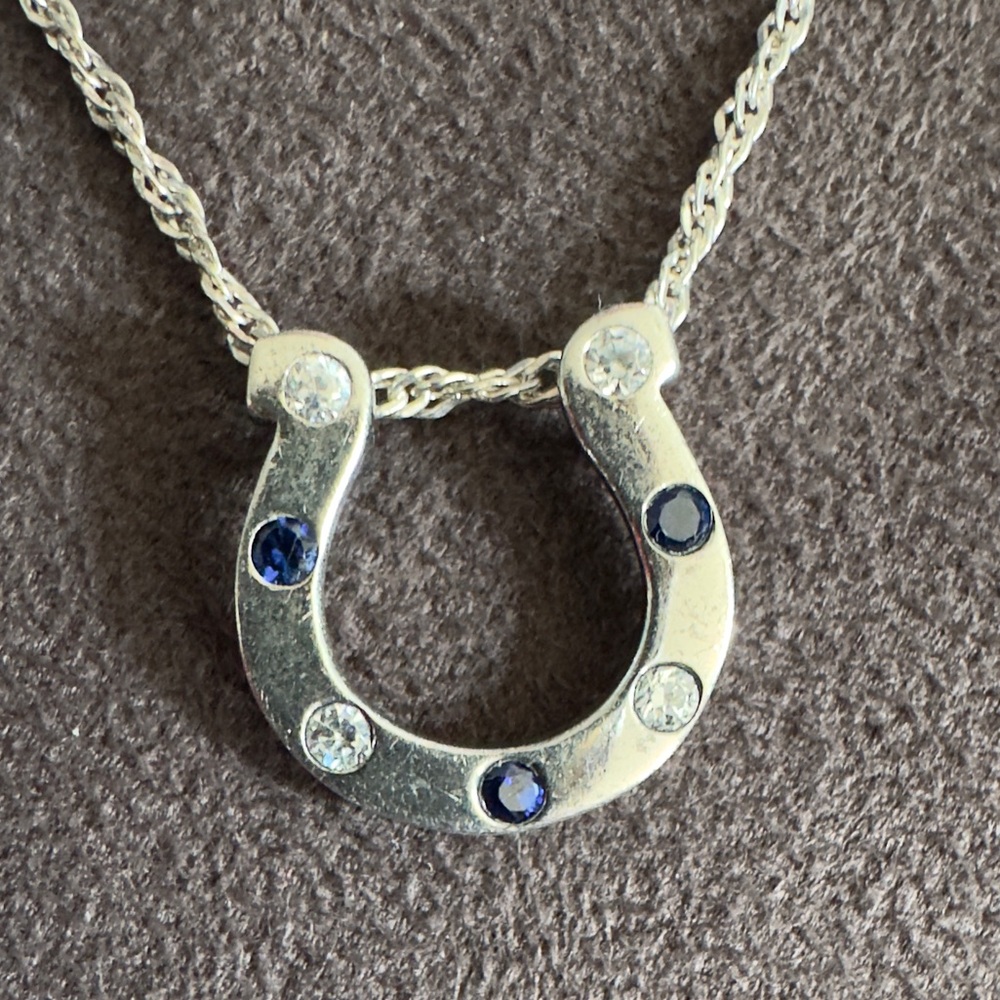 Pretty Sterling CZ Horseshoe Necklace